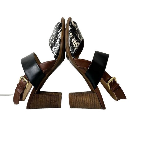 Naturalizer N5 Comfort Womens 8M Wood Heel Sandal Colorblock Sling Back Peep Toe - Picture 6 of 11